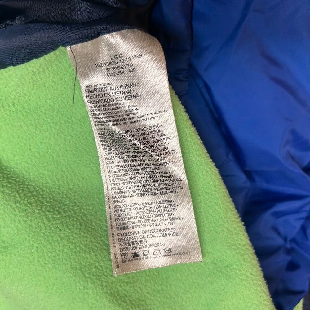 Hurley Boys Puffer Jacket Size L 12-13 Years Blue Navy Hooded Full Zip Coat - Picture 9 of 10